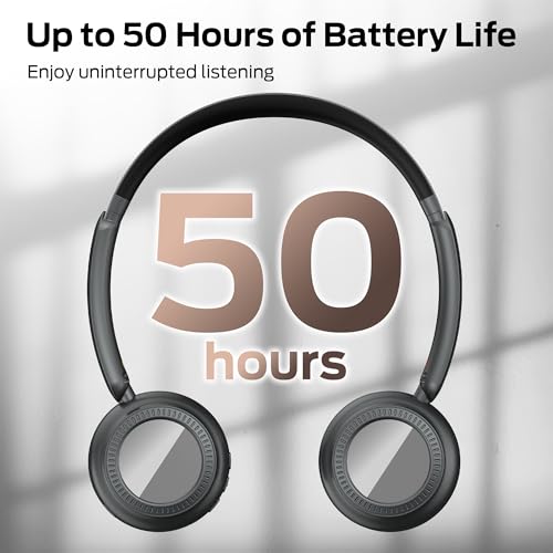 Image of Oraolo N-Tune MINI 01 Wireless On-Ear Headphones, Bluetooth 6.0 Wireless Audio Gear, 50-Hour Continuous Playback, Ergonomic & Lightweight Construction, Hands-Free Telephony (Black)