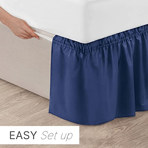 Ruffled Navy Blue King Bed Skirt – Hotel-Quality Ruffles For King Beds With 12 In. Drop – Elastic Wrap Around Dust Ruffle King Bedskirt For Easy Fitting With Brushed Fabric By Cgk Unlimited #TOP1