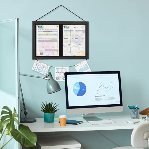 Emfogo 2-Pack Bulletin Board Wooden Frame Cork Board 16\"x11\" Bulletin Boards for Walls and Office Decor for Girls Room, Office, Bedroom, Kids Room, Classroom (All Black 2 Pack) - Thumbnail 4