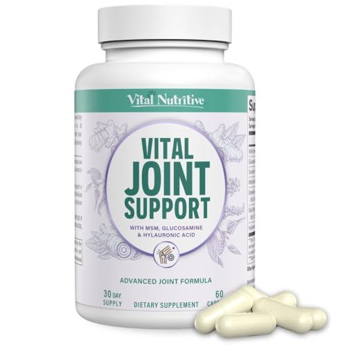 VITAL NUTRITIVE Joint Support Supplement for Men and Women – Glucosamine, MSM, Hyaluronic Acid, and Turmeric – Supports Joint Health – 30 Days Supply