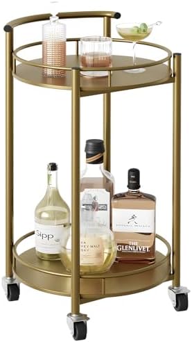 Elegant two-tier rolling serving cart