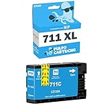 26 ml. Pulpo Cartucho - Cartucho de Tinta 711 XL Cyan Compatible con HP 711 XL/Ref. CZ130A - XL - Alta Capacidad - Valido para Impresoras DesignJet T100 / T120 / T130 / T520 / T525 / T530