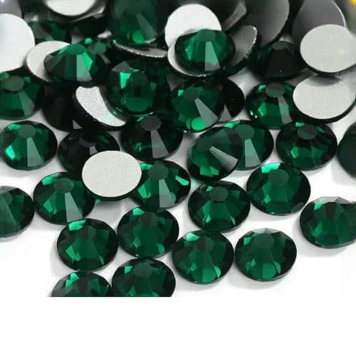 Serie Verde SS3-30 Diamantes de imitación sin fijación en caliente, base plana, strass de cristal, piedra brillante para manicura DIY, decoración de uñas 3D, tela, prenda - Esmeralda-SS20 1440 pieza