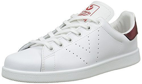 Basket Victoria fille 1125226-KIDS en simili cuir blanc à détails rose fluo