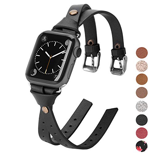 Minyee Leather Bands Compatible with Apple Watch 38mm for iWatch Womens Double Knotted