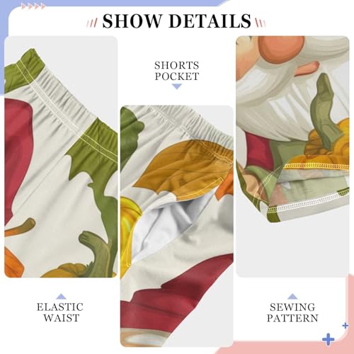 Thankgving Gnome Pumpkin Boys Long Pants Soft Trousers Elastic Waist Kids Lounge Bottoms with Pockets S-XL4