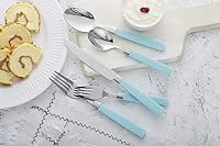 Annova 20-teiliges Edelstahl-Besteck-Set – farbige Griffe – 4 x Menuegabeln, 4 x Salatgabeln, 4 x Menümesser, 4 x Esslöffel, 4 x Teelöffel – Service für 4 (Türkis, 20 Stück) – Ansicht 3