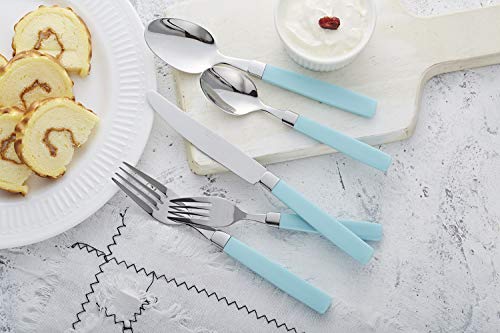 Annova 24 Pieces Stainless Steel Flatware/Cutlery Set - Color Handles - 6 X Dinner Forks, 6 X Dinner Knives, 6 X Dinner Spoons, 6 X Dessert Spoons - Service For 6 (Turquoise, 24 Pieces) #TOP5
