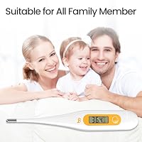 Digitales Fieberthermometer, Rektal, Oral, Achselthermometer Fieber Thermometer für Baby Kinder Erwachsene, Genaue und Schnelle Ablesungen, Wasserdichte Sonde, orange – Ansicht 5