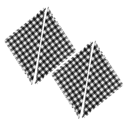 STOBAZA 4 Piezas Servilletas Reutilizables de Algodón con Diseño de Cuadros Negros y Blancos Flecos Lavables para Bodas Cenas Navideñas y Fiestas Elegantes