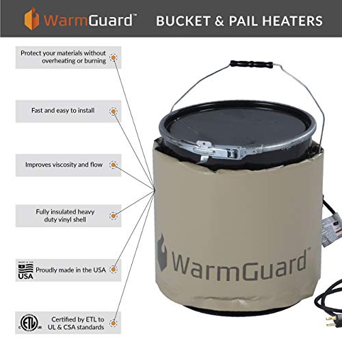 WarmGuard WG05 Insulated Pail Band Heater - Bucket Heater, Fixed Internal Thermostat Max Temp 145 F,Tan - Thumbnail 3