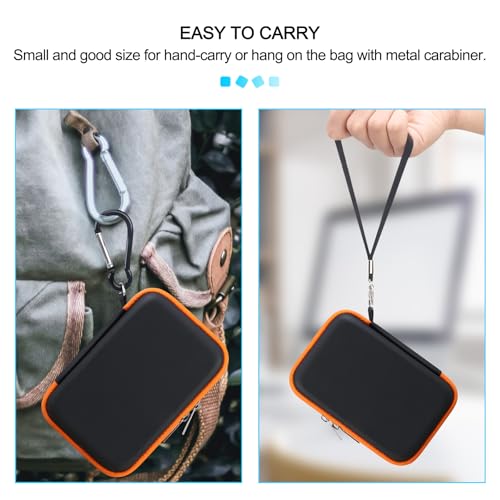 Image of Lacdo Hard Drive Carrying Case for LaCie Rugged Mini /Rugged External Hard Drive Portable HDD 1TB 2TB 4TB 5TB USB 3.0 2.0 Hard EVA Shockproof Protective Storage Holder Travel Bag, Black+Orange