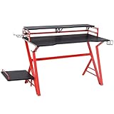 HOMCOM Mesa para Gaming Escritorio para Computadora con Soportes Mesa de Trabajo Simple Mesa de Estudio 168x66x92.5cm Carga 30 kg