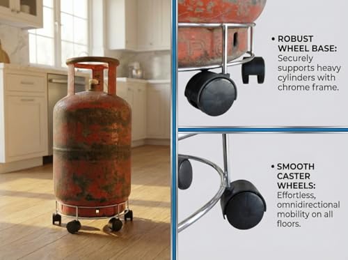 Image of Rincy Stainless Steel Wheel LPG Gas Cylinder Trolley with 6 Wheels (2 Pcs) - 6SG Gas Cylinder Trolley (Multicolor, Pack of 2)