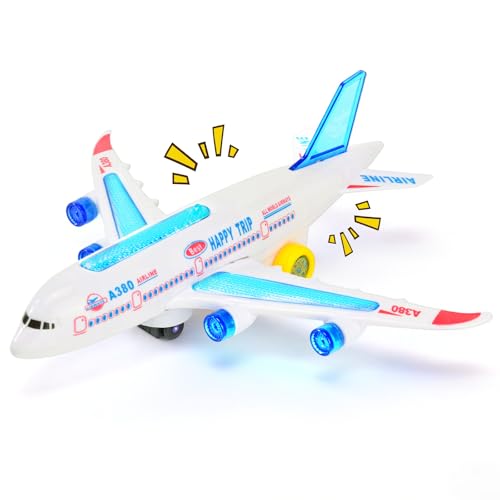 LTFIOON Avion Jouet Lumineux avec LED et Sons de Décollage Réalistes, Fonction Bump and Go, Jouet d'avion pour Enfants, pour Garçons et Filles à Partir de...