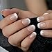Auroriel 24 Pezzi Unghie Finte Corte Squoval in Beige Naturale Nudo Bianco con French Tip Ricaricabili per Manicure Fai da Te a Casa immagine