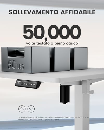 Scrivania Regolabile in Altezza 100 x 60 cm, Scrivania Regolabile da Stazione in Piedi con Pannello Smart a 4 Memorie e Tavola Splice - Scrivania Gaming - Immagine 5