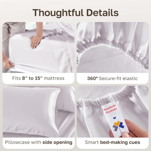 Image of California Design Den Twin Sheets Deep Pocket Set - 500 Thread Count Sateen, 100% Cotton Twin Sheet Set, Bedding with All Around Elastic for a Snug Fit - Pale Orchid