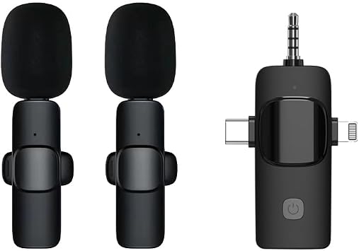JAPOO 3 in 1 Wireless Microphone for iPhone,Android, USB-C Microphone, Professional Wireless Lavalier Microphone, Noise Canceling, Condenser Microphone for Interview Video Podcast Vlog YouTube