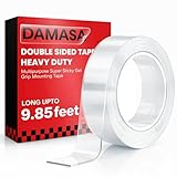 DAMASA Strong Double Sided Tape Heavy Duty (1.18" x 118") Multipurpose Nano Tape Mounting Tape for Indoor & Outdoor Use Washable Sticky Tape for Picture Frames, Carpets & Decor (9.85 FT)