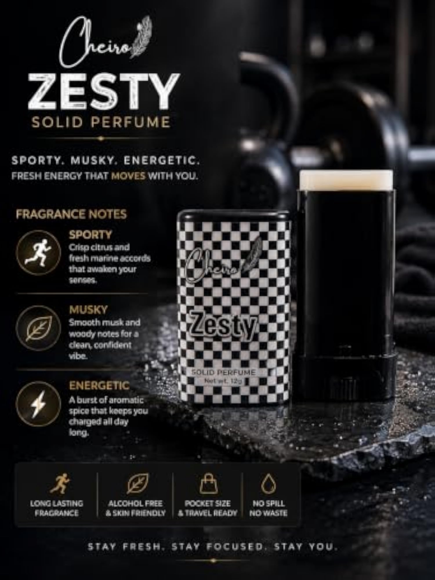 Solid Perfume Zesty, Long-Lasting Fragrance for Men & Women