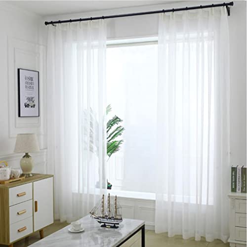 TTJJ Sheer Voile Vorhang, mit Ösen Transparent Dekorative Gardinen Weich Fensterdekoration Passend für Balkontür Wohnzimmer Schlafzimmer-300x270cm(118x106Zoll)-Weiß 1 Panel Cover