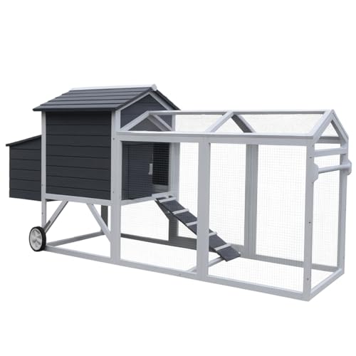 PawHub Large Wooden Chicken Coop Rabbit Hutch Hatch Box w/Wheels Run