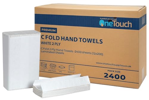 C Fold Paper Hand Towels White 2 Ply Multi-fold Paper Towels Luxury Soft Tear Resistant Embossed for Superior Absorption Ideal for Kitchens Restrooms Offices and Commercial Use | Pack of 2400