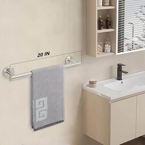 NearMoon Bath Towel Bar, Thicken Stainless Steel Shower Towel Rack Holder Wall Mounted for Bathroom, 20-lnch Overall Length-17-lnch Usable Hanging Space (1 Pack, Brushed Nickel) by NearMoon - Image 6