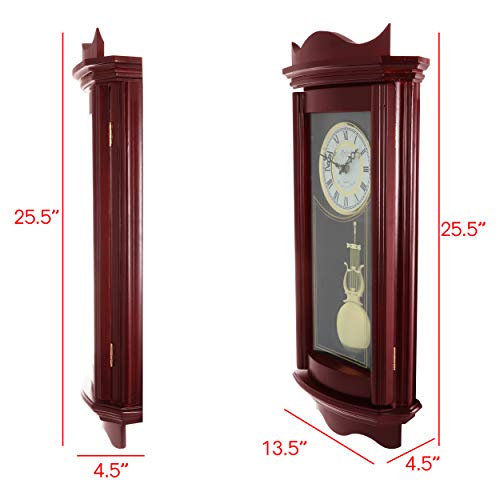 Bedford Clock Collection Bed1247Chr Weathered Wall Clock With Pendulum, Cherry Wood #TOP1