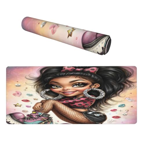 Girl Mouse Pad Non-Slip Desk Protector Mat,35.5 × 16 in