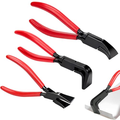 3 Stück Abkantzange Falzzangen Set, Blechbiegezange Gerade 0°, 45° und 90° Mini Abkantzange Blechzangen Set, Spengler Dachdecker Werkzeug zum Biegen und Glätten von Blechen