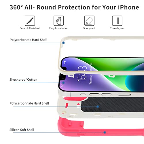 Image of MARKILL Compatible with iPhone Case with Ring Stand, Military Grade Drop Protection Full Body Rugged Heavy Duty Protective Durable Cover iPhone. (Hot Pink, iPhone 15 Plus /14 Plus 6.7 inch)