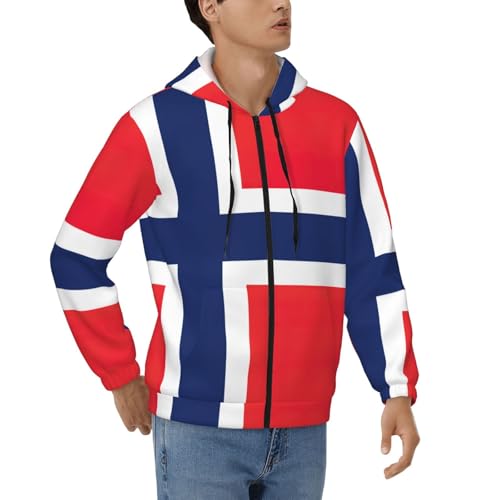 Sweat à capuche zippé thermique homme motif norvégien de qualité