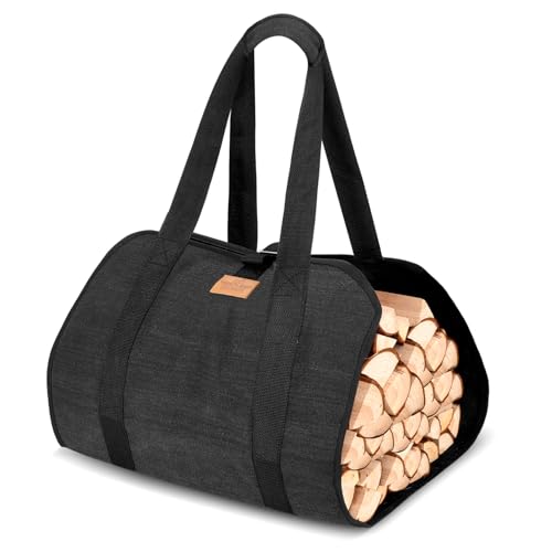 RANSENERS Kaminholztasche mit Handschuhen für Brennholz und...
