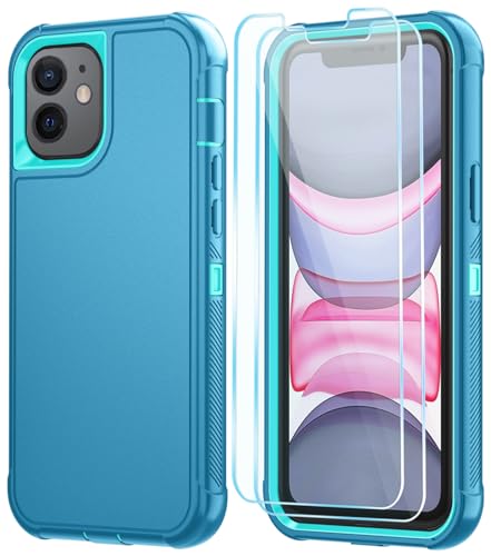 Image of SunStory Compatible with iPhone 11 Case with HD Screen Protector, 3-Layer Heavy Duty Full-Body Cover,3 in 1 Hybrid Protective Case for iPhone 11 6.1 inch,LakeSkyBlue