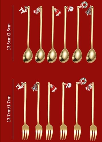 ONUIFIKE Silverware Set, 6/24/36/48pcs Dessert Spoon Pendant Stainless Steel Coffee Spoon Fruit Spoon Christmas Gift Tableware, Home Cutlery Flatware Set(Silver,24 Pieces for 4)