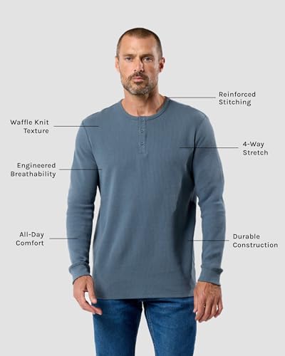 INTO THE AM Long Sleeve Waffle Henley Shirts for Men S-4XL Men's Soft Thermal Cotton Fall Shirts3