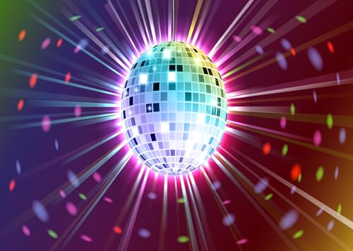 CORFOTO 6x3m Boule Disco Fond Rétro Glow Party 70s 80s 90s Thème Scène Danse Toile de Fond Disco Party Décoration Fête Anniversaire Photo Booth Accessoires