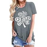 Yacyrtt Chemiser Femme Vintage St. Patrick's Scolaire Chemisie Respirant À Fleurs Comfy Grande Col Ron Chemise Femme Patineuse Manche Courte Coton Gris foncé