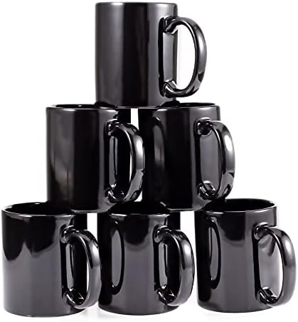 Bycnzb 12oz coffee mug set of 6 Coffee Mugs for Coffee, Tea, Cocoa, Milk（black）