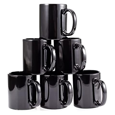 Bycnzb 12oz coffee mug set of 6 Coffee Mugs for Coffee, Tea, Cocoa, Milk（black） Cover
