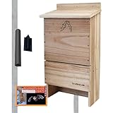 BestNest Triple-Celled Bat House Kit with Pole, 250 Bats
