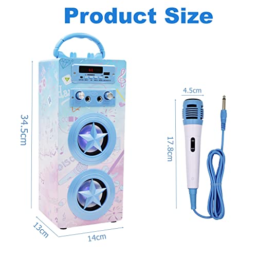 Kidsonor Kids Bluetooth Karaoke Machine With 2 Microphones, Wireless Remote Control Portable Karaoke Music Mp3 Player Loudspeaker With Microphones For Kids Adults Home Party (Blue) #TOP5