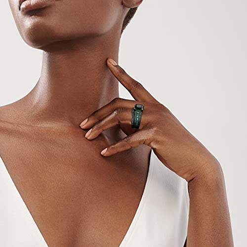 Womens Jewelry Black Gold Plated Princess Cut Blue Or Green Cz 2pcs Wedding Engagement Ring Bridal Sets2