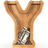 Sulevalt 12" Extra Large Wooden Letter Piggy Banks - Piggy Banks for Boys Girls Kids, Alphabet Money Banks with Initial Y - Coin Banknote Bank Birthday/Christmas for Kids