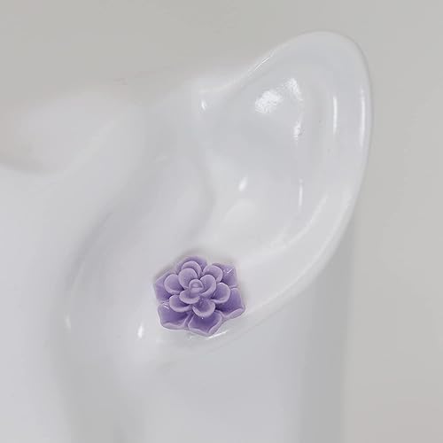 Vista 13 de Hypoallergenic Succulent Earrings for Sensitive Ears (Blue/Grey, Pure Titanium)