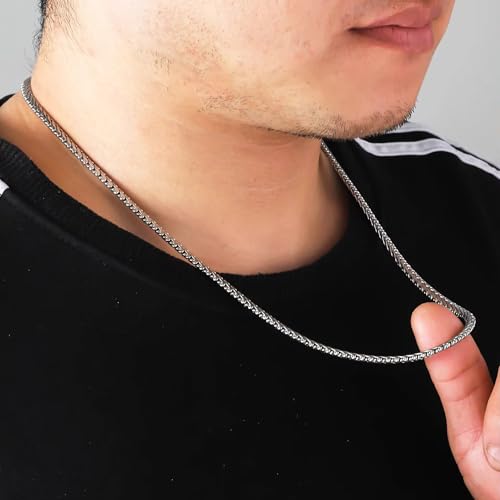 Image of THE MEN THING Chain for Men, Luxury Pure Titanium Steel Chain | Silver Stainless Steel Chain | Necklace Jewellery for Men & Boys