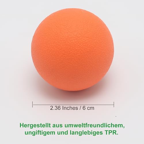 Massageball Faszienball Hart in Lacrosse Ball Größe für Rücken Beine Füße Hände. Triggerpunktball für Tiefengewebsmassage Myofasziale Muskel Entspannung Plantarfasziitis Yoga Pilates 2 Stück (Orange)