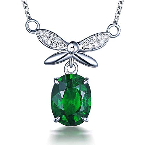 Collier tsavorite d'imitation en argent avec pendentif émeraude brillant